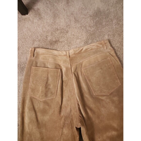 Chico's Tan Leather Pants w/ Ties on Sides Size 2 US 12 - Picture 7 of 10